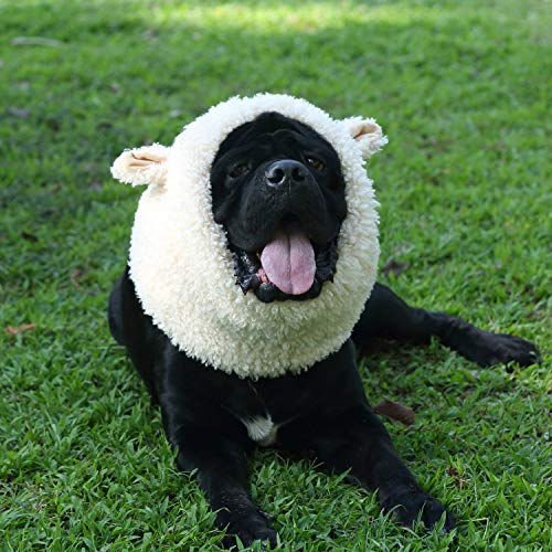 Lustiges Rentier-Kostüm für Hunde, niedliche pelzige Haustierperücke für Halloween, Weihnachten, Haustier-Kleidung, Zubehör (L, Schafe)