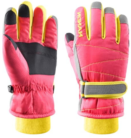 Azarxis Warme Handschuhe, Thermische Ski Snowboard Handschuhe, Winddich Winterhandschuhe für Damen und Herren (Rosa, M)