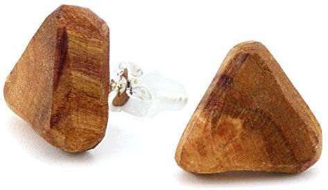 NaturSchatulle Holzschmuck Ohrringe Damen Holzohrringe Stecker Pflaumenholz 1cm I Natürliche Holz Ohrstecker Schmuck 925 Sterling Silber