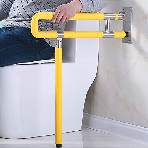 TuToy Corrimano di sicurezza per disabili per anziani con maniglione per WC con supporto giallo - 750 mm