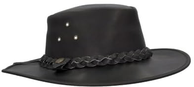 WALKER AND HAWKES - Cappello da Viaggio Intrecciato in Pelle Bovina Outback - Nero - L (59cm)