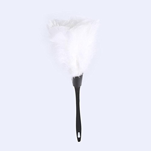 Nikou Turkey Feather Duster, Soft Turkey Feather Duster Brush With Black Handle Home Furniture Car Cleaning Tools Easy to Use Handle with Hole(White)