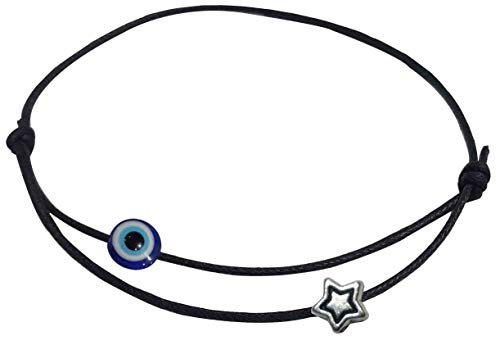 GURJARI JEWELLERS Bracelet de cheville réglable en fil noir avec perles oxydées pour fille/nazariya, 8.3 inches, Lac, Autre