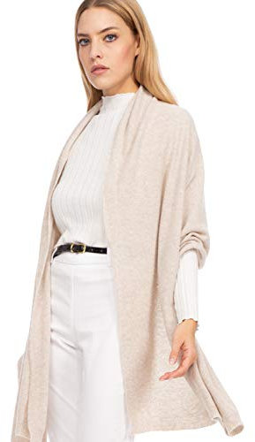 Marine Cashmere - Stola aus Kaschmir-Mischung für Damen, zartes und weiches Kaschmirgarn, MADE IN ITALY (Beige)