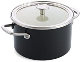 KitchenAid Steel Core Enamel 20 cm/3.7 Litre Casserole with Lid, German Engineered Enamel, Induction, Oven Safe, Onyx Black