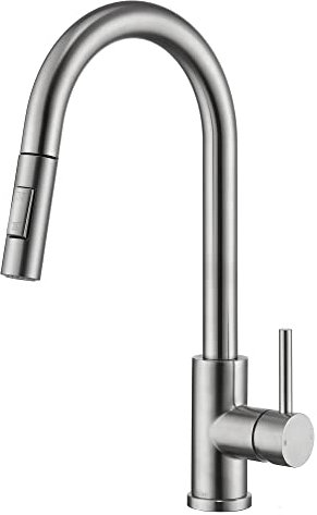 Tohlar Wasserhahn Küche, 360° Schwenkbar Küchenarmatur mit Ausziehbare Brause, Hochdruck Mischbatterien für Küche Moderner Edelstahl Spültischarmatur Gebürstetes Nickel