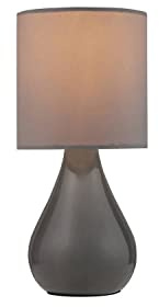 Tok Mark Traders Elegant Ceramic Table Desk Lamp Teardrop Design Home Decor Lightning Woven Cylindrical Shade (Grey)