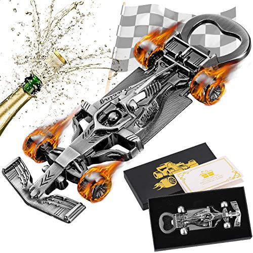 LKKCHER Abrebotellas coche de carreras Gris, regalos originales para hombre, regalos de cerveza para hombres, abridor de botellas, regalos del día del padre, regalos de cumpleaños para novios