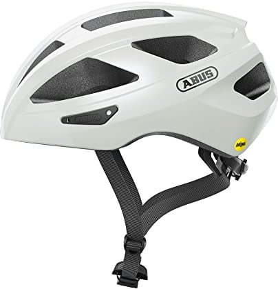 ABUS Rennradhelm Macator MIPS - Fahrradhelm für Einsteiger mit Schirm - geeignet Zopfträger - Damen und Herren - Weiß, Größe L, L (58-62 cm)