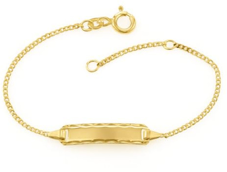 JC Trauringe Baby- & Kinder ID-Armband Goldarmband 333 Gold 14 cm I Panzerflach Armband mit Gravur Taufarmband Gold Namensarmband mit Namen Kinderschmuck | Nickelfrei | Made in Germany I 5.56549