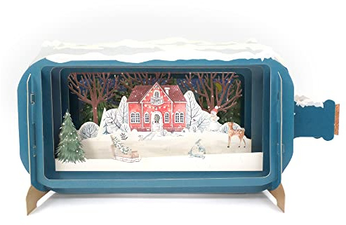 Message In A Bottle Festive Home & Snowman Pop Up Christmas Card By Alljoy Cards XMIB065