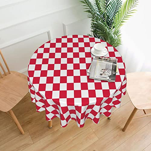 Nappe carrée rouge à carreaux blancs antidérapant en coton et lin pour salle à manger, décoration d'intérieur pour extérieur et intérieur, mariage, fête, Noël, pique-nique