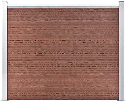 KOIECETA Zaunelement Set mit Pfosten Sichtschutz Windschutz Zaun Gartenzaun Lamellenzaun Sichtschutzzaun Windschutzzaun WPC (180x146cm, Braun)
