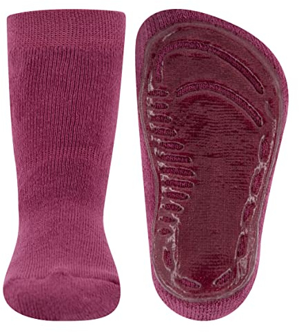 EWERS Stoppersocken SoftStep Uni, Socken mit Anti-Rutsch-Sohle für Jungen und Mädchen, 1 Paar rutschfeste Kindersocken mit Gummisohle, Marone (Lila), Größe 19-20