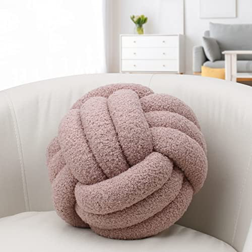 IIQI Knotenkissen, Kugelförmige Kissen Imitation Lamm Daunen Mehrere Größen Knotenkissenball weiches handgewebtes Sofakissen, verwendet für Wohndekoration (Staubrosa 5,28 cm)
