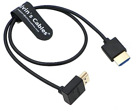 Alvin's Cables 8 K HDMI 2.1 Hochgeschwindigkeitskabel, dünn, HDMI gerade auf HDMI, aufwärtsgewinkelt, für Atomos Ninja V Monitor, Z CAM E2, für Sony FS5 | FS7| A7S3 Kameras 19,7 Zoll | 50 cm
