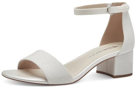 Tamaris Damen 1-28295-42 Sandalette Mit Absatz, Weißer Glam, 41 EU