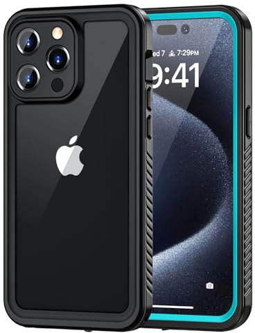Lanhiem for iPhone 15 Pro Case, IP68 Waterproof Dustproof Shockproof 15 Pro Cases with Built-in Screen Protector, Full Sealed Protective Front and Back Cover for iPhone 15 Pro - 6.1 inch (Blue)