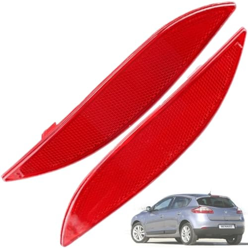 Twowinds Reflektor für Stoßstange, Kompatibel mit Renault Megane III MK3 (2008-2013), Reflektoren Rot, Hintere Stoßstange, Rechts und Links, 265600004R 265650004R (2 Stück, beide Seiten)