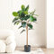 Kunstbaum Künstlicher Gummibaum für Zuhause mit Immergrünen Blättern, Realistischer Gummibaum Im Topf für Schlafzimmer, Hochzeitsfeier, Eingangsbereich, Dekorationsgummibaum(Green,S)