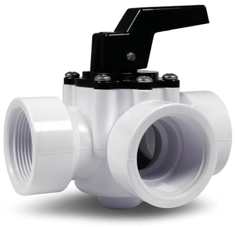 Poolventil 3 Wege Ventil 1,5 Zoll für Pool Solaranlagen & Wärmepumpen zur gezielten Steuerung des Wasserdurchflusses - 4 Einstellungen - 3 Anschlüsse mit Innengewinde