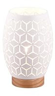 lightling Tischlampe Bill mit Holzakzenten, mit Schnurschalter, IP20 Indoor, exkl. 1 x E27 max. 28W, Ø 15 cm, Höhe 21 cm, Metall, weiß matt