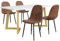 5-teilige Esszimmergruppe, Tisch 119 x 70 cm, 4 Samtstühle, Eisenbeine, Rosa