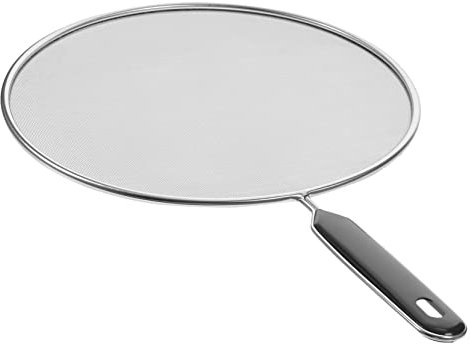 Amosfun Frying Pan Spit Cover Pan Lid Grease Net Oil Splatter Screen Reusable Splash Guard Comfortable Grip 25cm