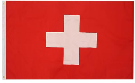 AZ FLAG - Bandiera svizzera Premium – 150 x 90 cm – Bandiera elvetica cucita e ricamata in nylon 200 D con occhielli metallici incorporati – 200 g