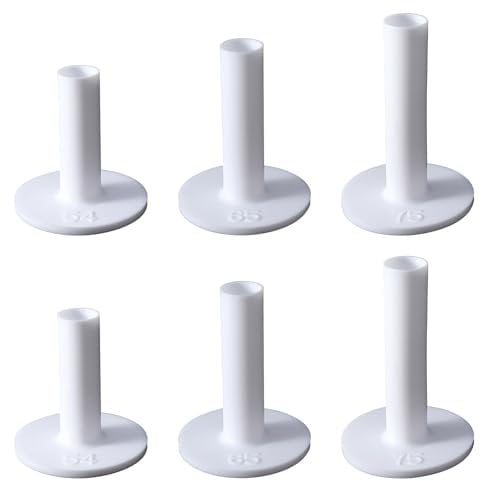 LLOUSSAK 6 Stück Golftees Gummi,Golfsitze Weißes T-Form-Golfballzubehör,Weiche Gummi Range Tee mit Unterschiedlicher Größe für Drinnen und Draußen Golfpraxis