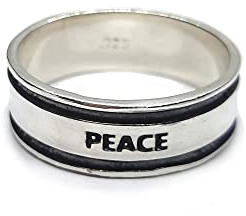 Echtes Sterling Silber Ring Band Peace 8mm breit massiv punziert 925