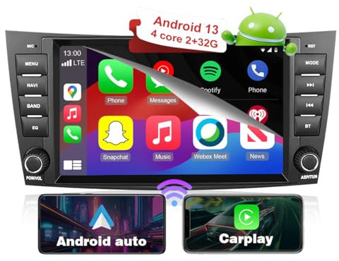 RICBAFEE Autoradio für Mercedes-Benz E-Klasse W211/CLS-Klasse W219, 8 Zoll Touchscreen Android 13 Autoradio mit CarPlay Android Auto Bluetooth GPS FM RDS Lenkradsteuerung (2+32GB 4Core)