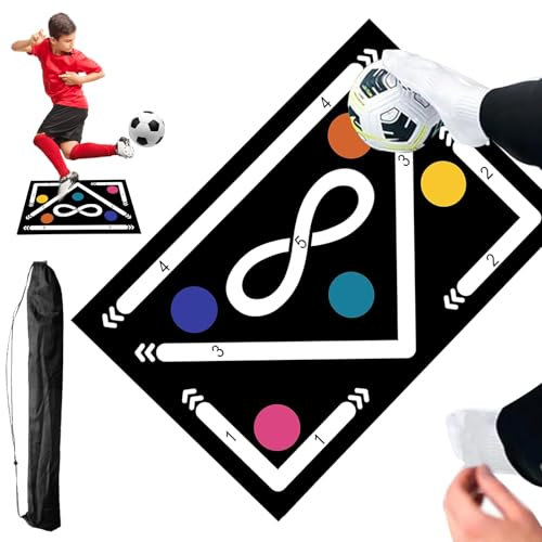 DAZZTIME Alfombra de Entrenamiento de fútbol,60x90cm Tapete de Entrenamiento de Pasos de Futbol,Accesorios de Entrenamiento de Futbol,Silenciosa,para niños,Sala de Juegos, baño,Aula