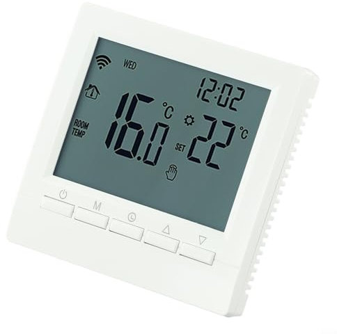 Lot de 4 thermostats intelligents WiFi pour le contrôle de la pièce avec écran LCD, activation vocale et programmation programmable (chauffage au sol à eau/gaz 3 A)