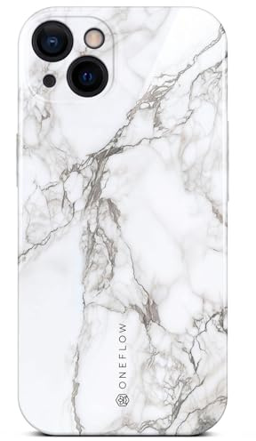 ONEFLOW Bliss Cover für iPhone 13 Hülle in Marmor Optik, Designer Case Handy Schutzhülle mit Kameraschutz, Muster Hardcase Glitzer Handyhülle marmoriert, Weiß Grau