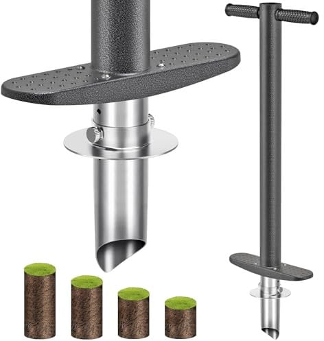 BeneLabel Bulb Planter, 93cm Long Handle Bulb Transplanter Lawn Flower Planting Tool 7.6-15cm Depth Sod Plugger Nib Shape Tulip Daffodil Garden Multitool of Upside Down Soil Release for Compacted Soil
