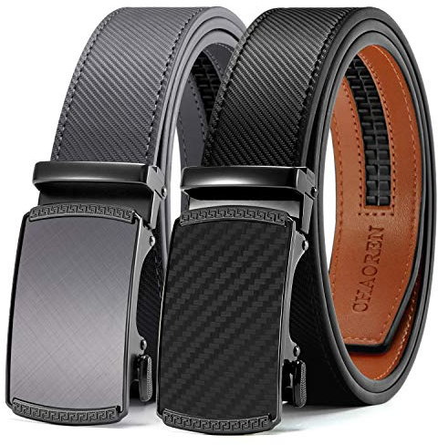 CHAOREN Gürtel Herren 2er-Pack, 35mm Breit Automatik Ledergürtel | Lochfreie Mikrojustierung, Auf Wunschlänge kürzbar, für Business & Freizeit, Inkl. Geschenkverpackung