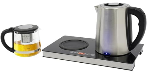 Bollitore elettrico da 1500 W, in acciaio inox, 2 teiere in 1, bollitore da 2,5 l, touch screen LCD da 1 l, funzione di mantenimento del calore, spegnimento automatico