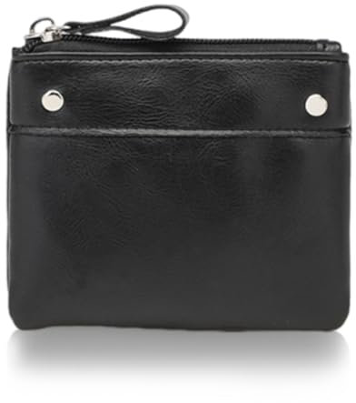 XENQITO 1 Pièces Mini Porte-Monnaies en Cuir Portefeuille Homme Sac de Rangement d’Écouteur en Cuir PU Hommes Dames en Cuir Porte Monnaie Fermeture Porte Monnaie Homme Cuir Souple Petit Format Noir
