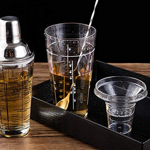 Recette de 24 Oz, Shaker à Cocktail, Mélangeur de Boissons, Outil de Mélange, Shaker à Cocktail en Plastique 3 Pièces avec Accessoires de Bar, Couvercle à échelle S Er Mesure