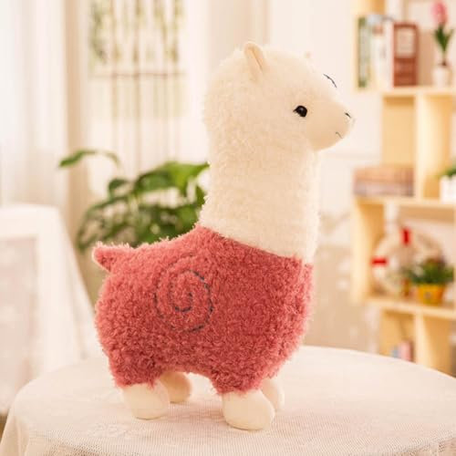 Alpaka Kuscheltier, Lama Kissen Stand Alpaka Plüschtier, Lama Stofftier Kuschel Alpaka, Nettes Alpaka Stofftier, Sofakissen Kissen Cartoon Gefüllte Puppen (28cm,Rosa)