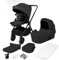 BabyVoyage Kombikinderwagen 2-in-1 ohne Babyschale – Babywanne & Sportsitz, Räder 360° Stoßdämpfer, Federung, höhenverstellbarer Griff, Faltbar, Zubehö-Schwarz