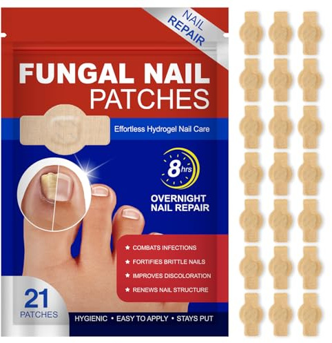 21PCS Fungal Nail Patches – Extra Strong Toenail Repair Pads for Nail Fungus, Damaged & Discoloured Nails – 8-Hour Antifungal, Restores Healthy Nails – Easy-to-Use Stickers