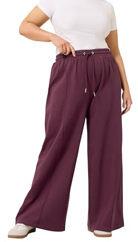 Yours Curve Red Wide Leg Joggers - Women's - Plus Size Curve