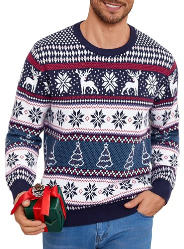 Leversic Pull de Noel Hommes Drole Noël Sweat Christmas Jumper Hiver Manches Longues Chaud S-XXL