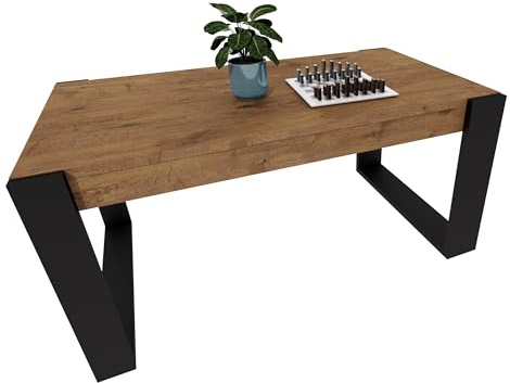 möbelkap Couchtisch | Moderner Wohnzimmertisch im Retro Loft Design | Stabiler & Kratzfester Sofatisch mit Pflegeleichter Oberfläche | Vielseitig für Wohnzimmer, Büro & Loft | Eiche Lancelot/Schwarz