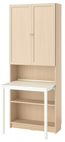 ProTuning BILLY/OXBERG Bücherregal mit Schreibtisch, Birken-Effekt/Weiß, 80 x 202 cm