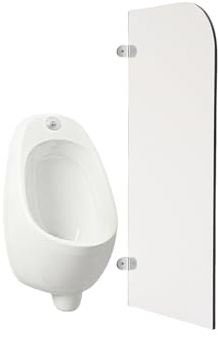 Pinuox Urinal Trennwand 90x40cm, WC Wandmontage Urinal Trennwand Weiß, Schamwand WC Sichtschutz