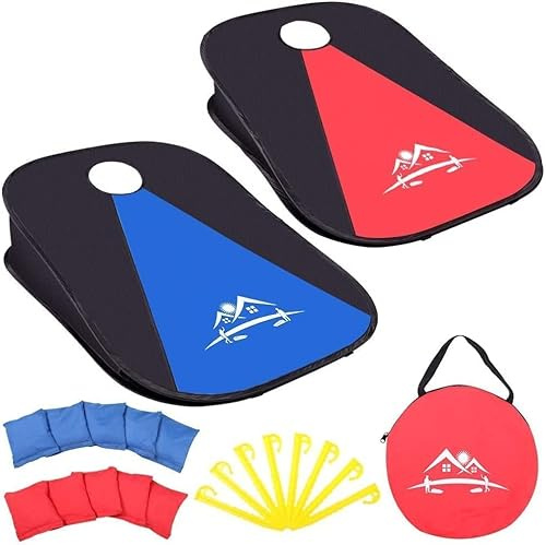 NZQXJXZ Juego de Cornhole portátil Plegable con 10 Bolsas de Frijoles