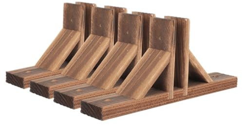 FOYTOKI Garden Fence Holder 4Pcs Wooden Support Feet for Picket Fence Bases Outdoor Lawn Divider Panel Stand